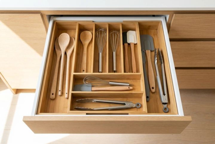 Cum să utilizezi un organizator extensibil într-un sertar cu dimensiuni atipice