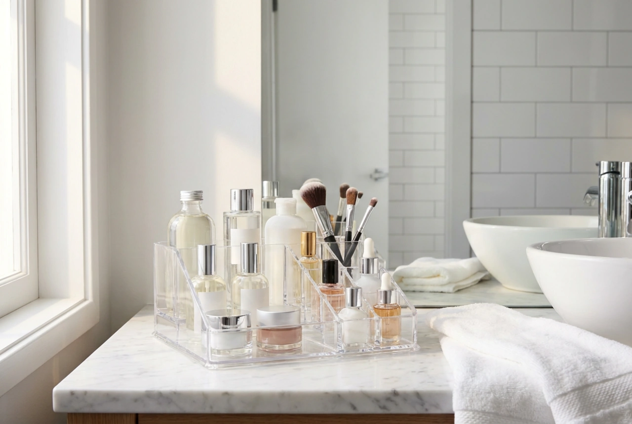 Organizator elegant pentru cosmetice și ordinea zilnică pe blat