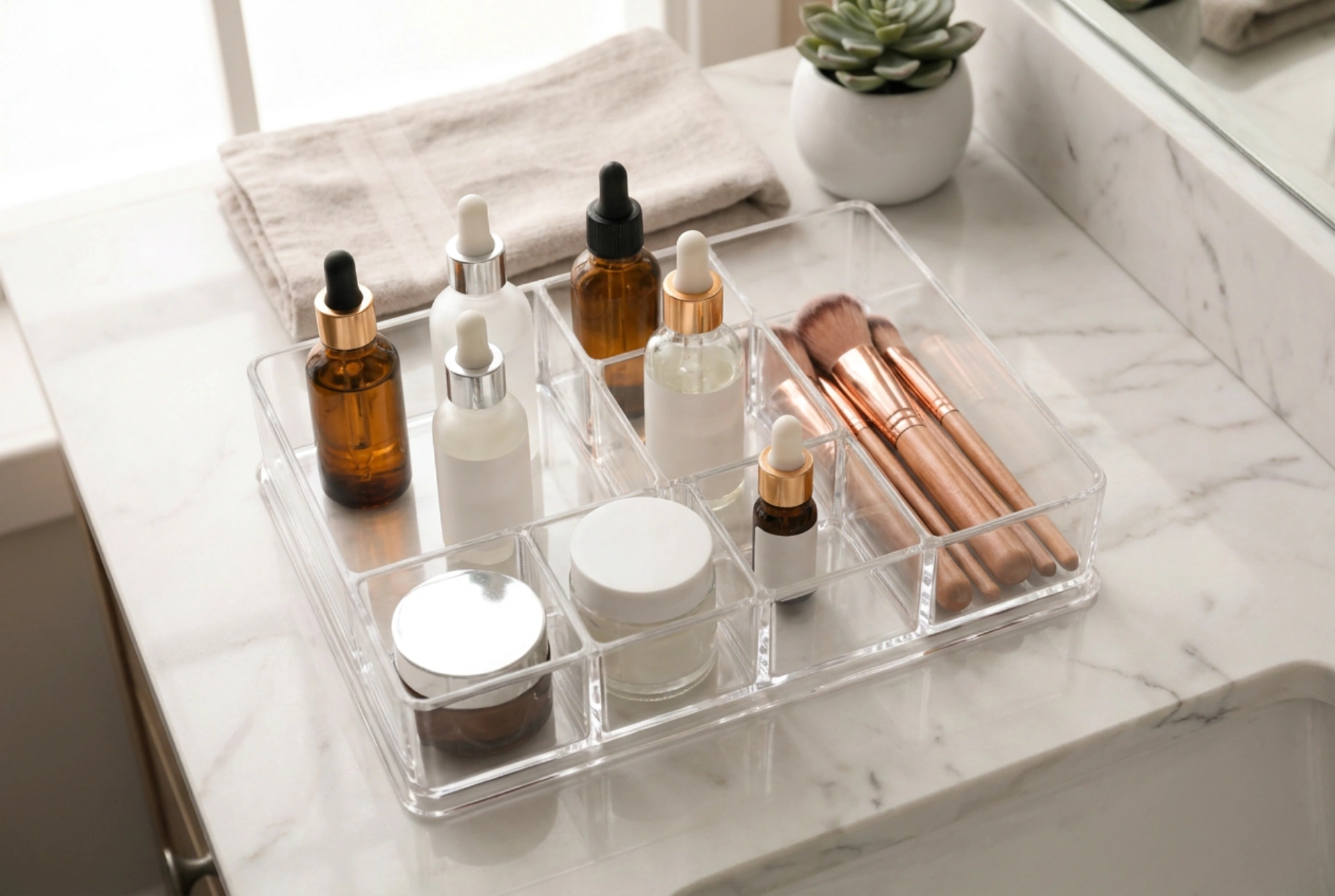 Cum să organizezi cosmeticele într-un organizator cu oglindă