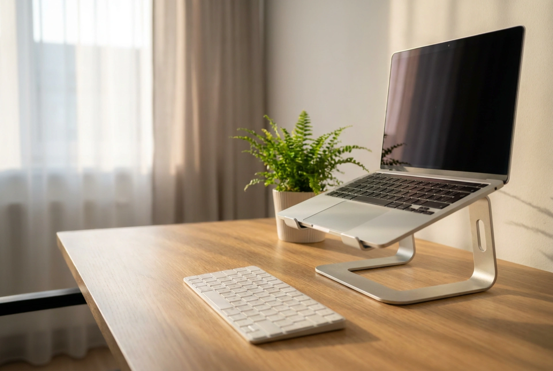 Cum se poziționează suportul de laptop pentru o ergonomie corectă la birou